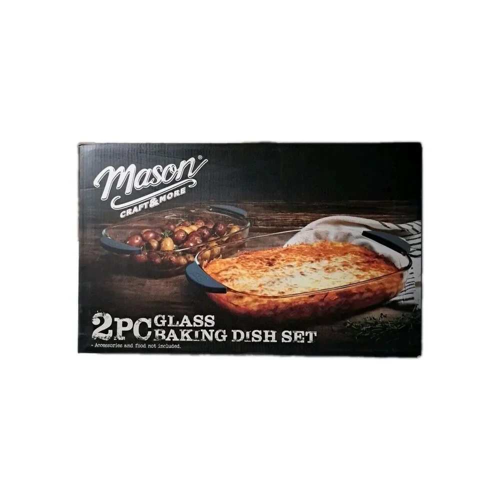 BRAND NEW Mason Craft & More 2pc Glass Baking Dish 3.9L & 2.4L